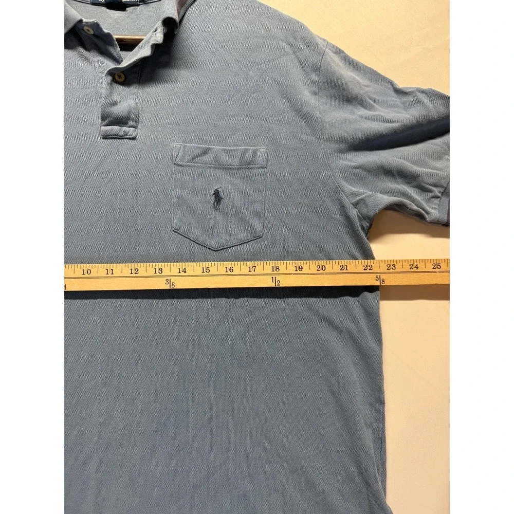 Polo Ralph Lauren Polo Shirt Mens Large Slate Blue Tipped‎ Trim Pony Golf Tennis